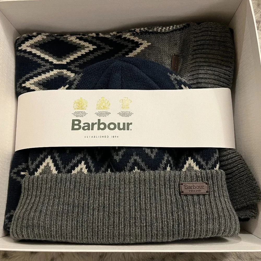 BARBOUR ELWICK FAIR ISLE  Great Gift 🎁! BEANIE AND SCARF SET MSRP$105